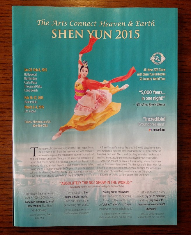 The ad for the Chinese Shen Yun 2015 show.